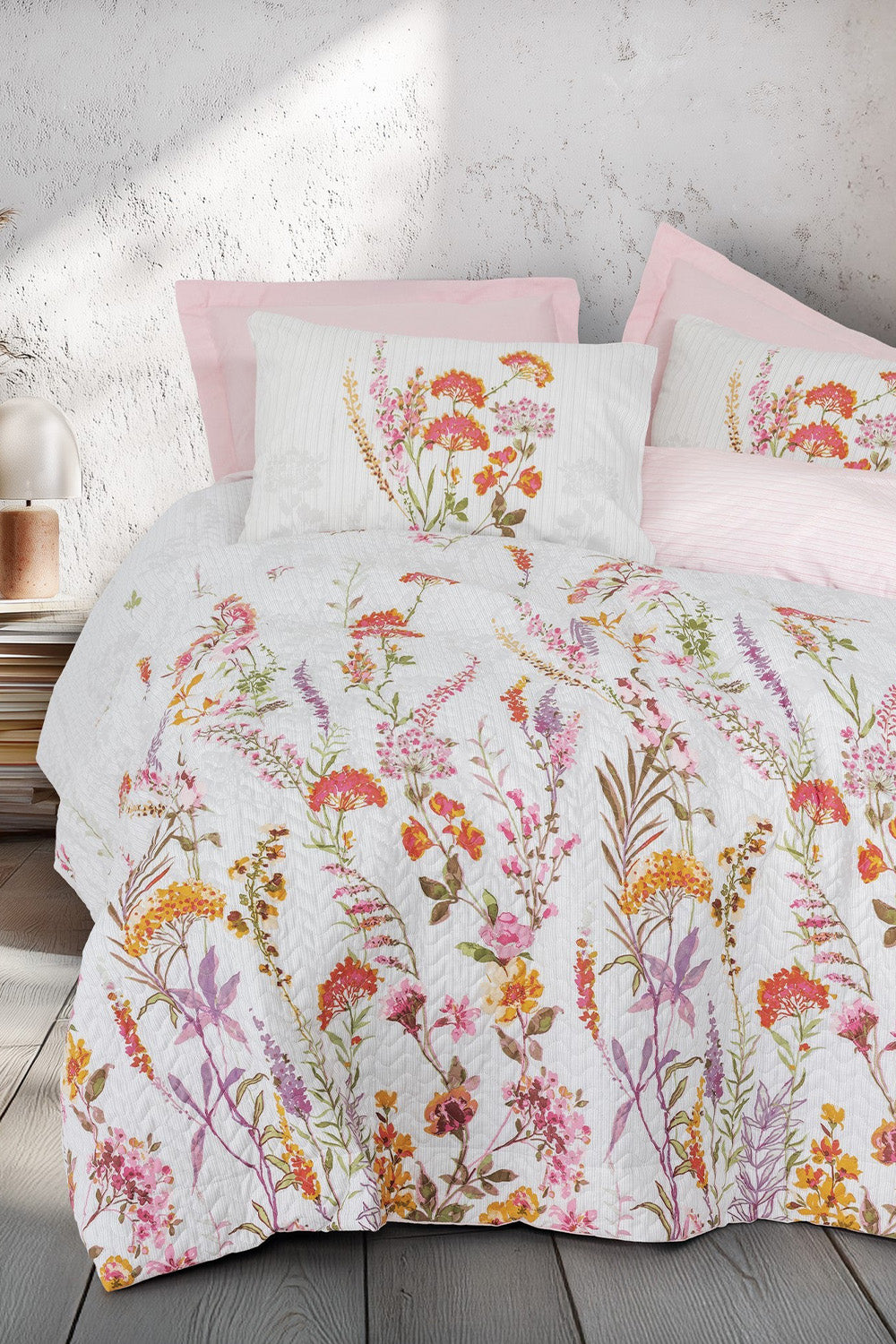Cotton Box-Çift Kişilik Complete Set Lilura Pembe-Nevresim Takımı-1-fleurdirect.live