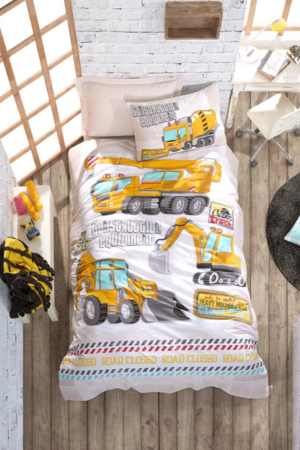 Cotton Box-Cotton Box Junior Tek Kişilik Nevresim Takımı Track Turkuaz-Tek Kişilik Nevresim Takımı-1-fleurdirect.live