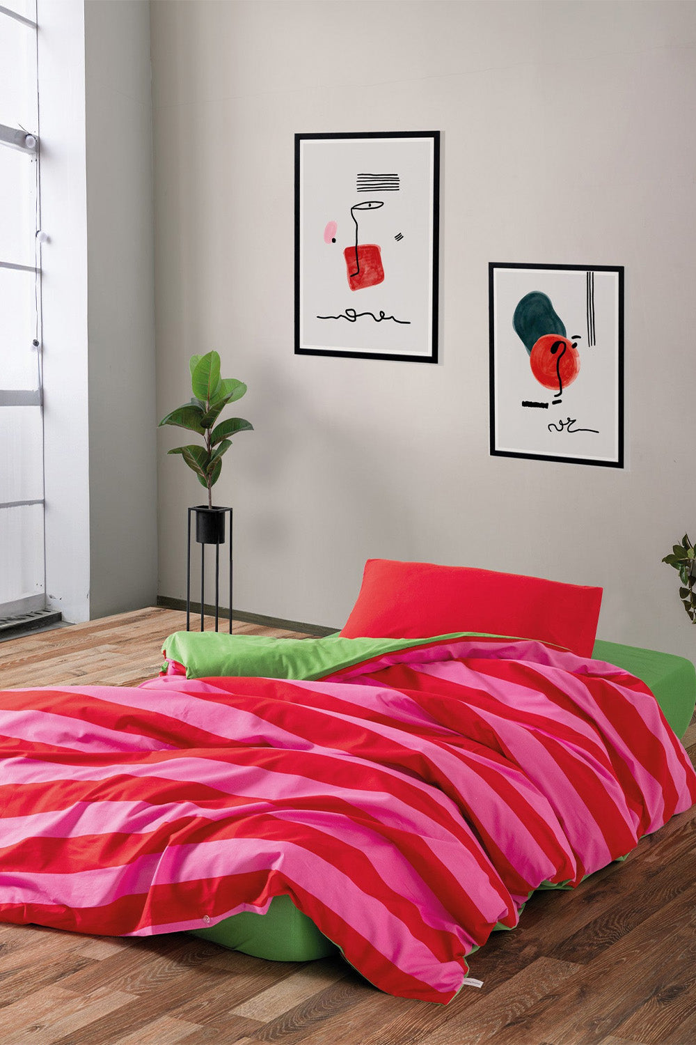 Cozy Home-Popping Colors Tek Kişilik Lastikli Çarşaflı Nevresim Takımı Cherie Yeşil-Nevresim Takımı-2-fleurdirect.live