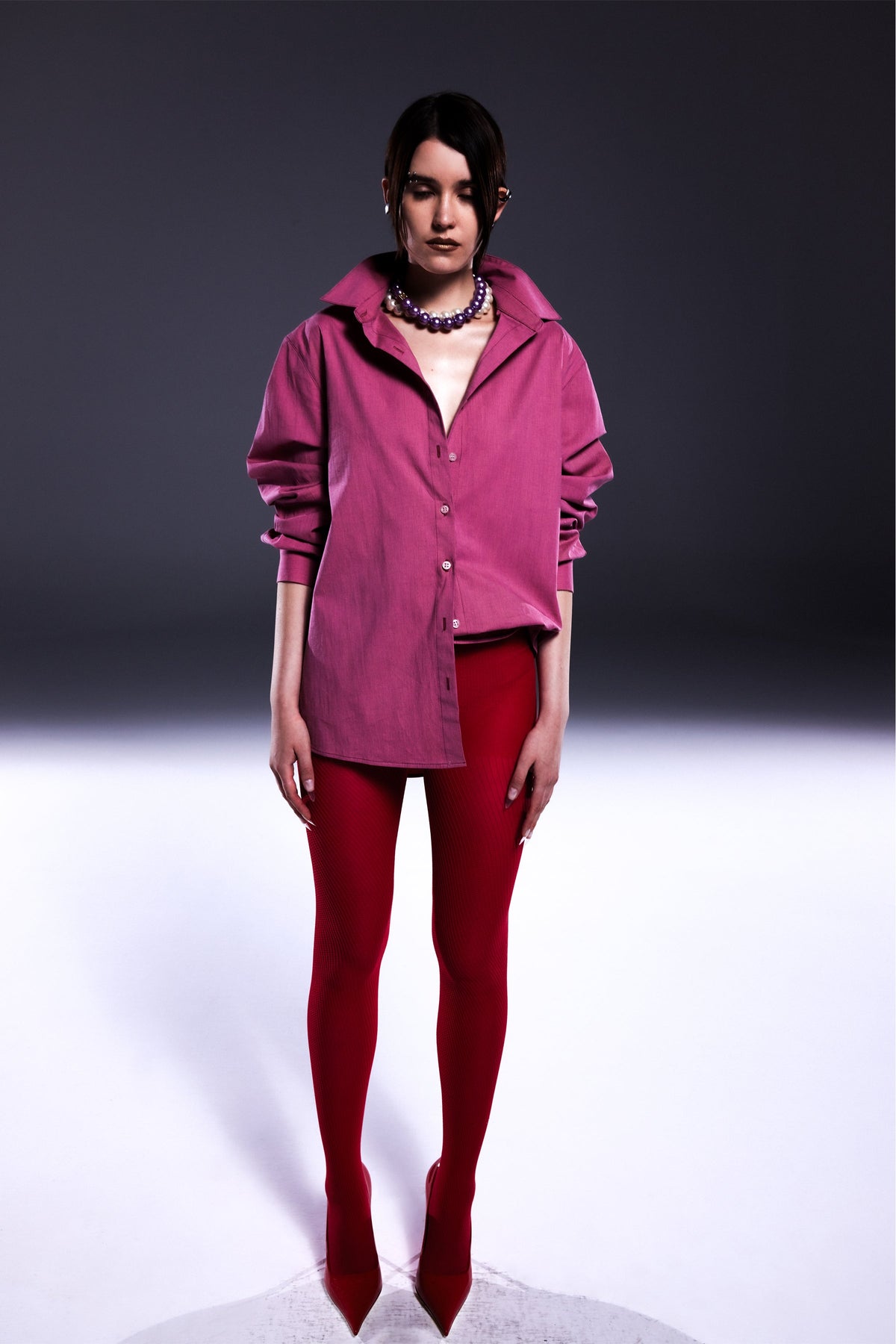 Death Is Easy-Hot Pink Button Down Oversize Shirt-Gömlek-1-fleurdirect.live
