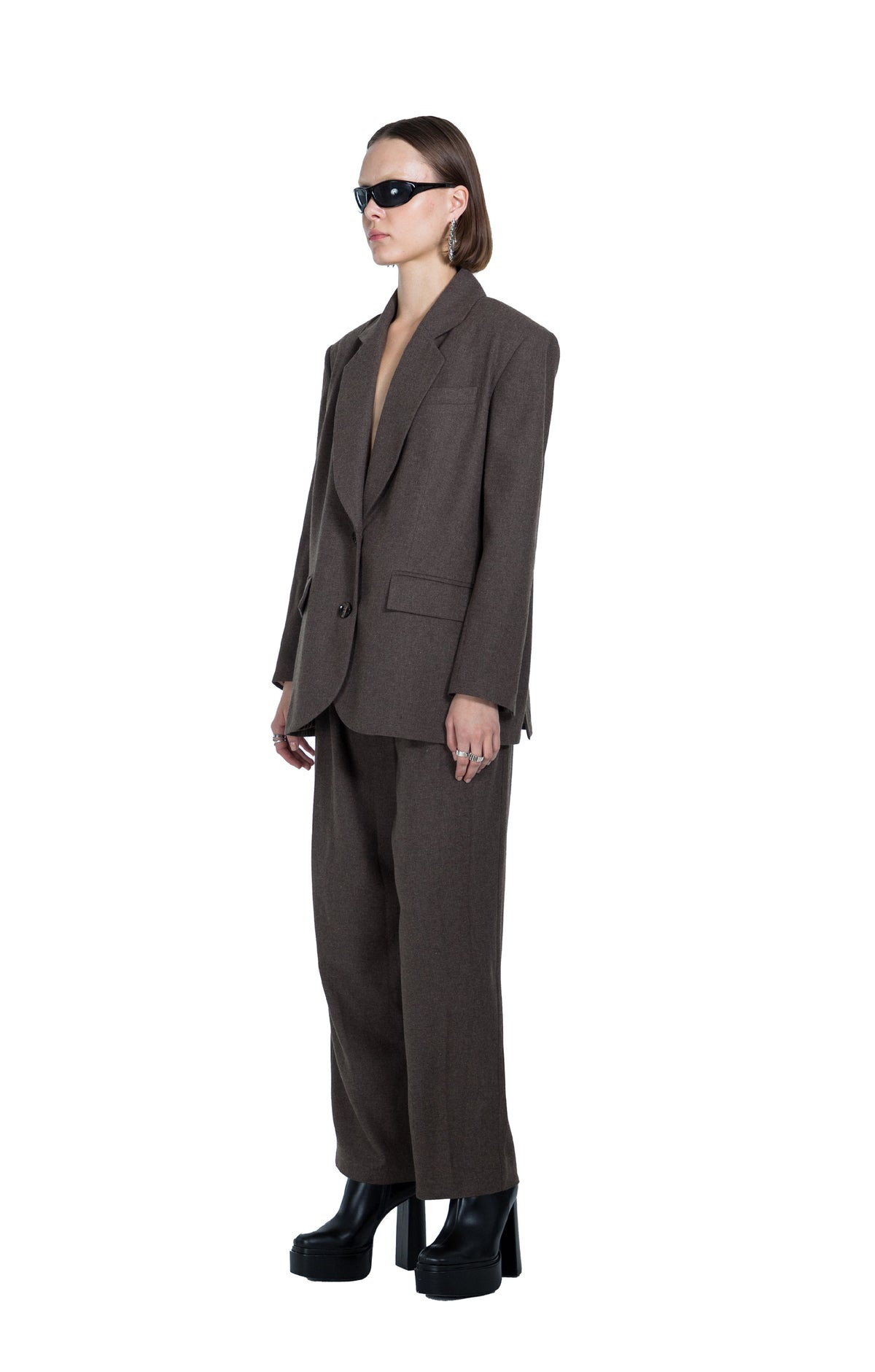 Death Is Easy-Taupe Brown Oversize Women’s Blazer-Blazer Ceket-3-fleurdirect.live