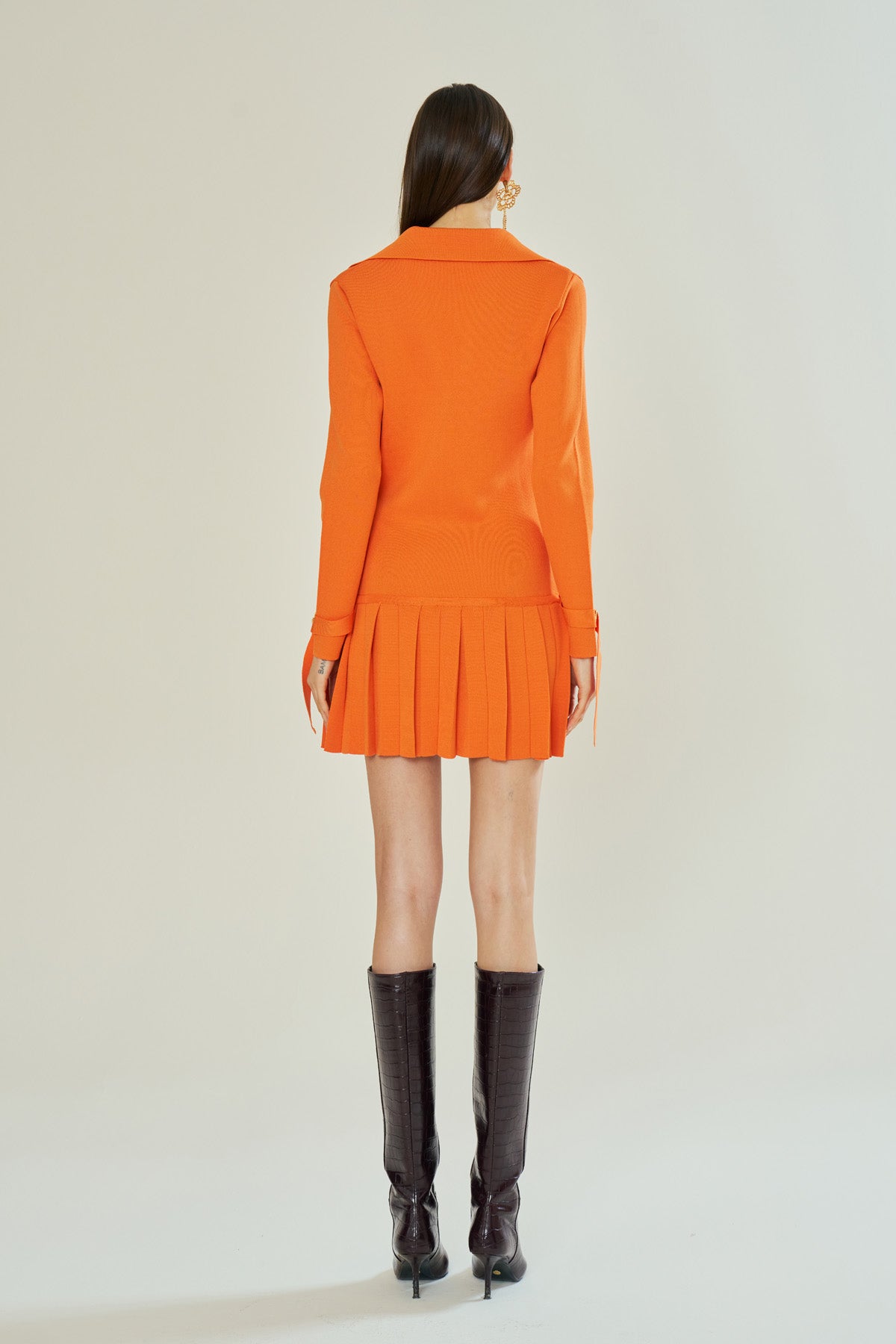 Declara-Mandarin Elegance Knit Dress-Elbise-2-fleurdirect.live