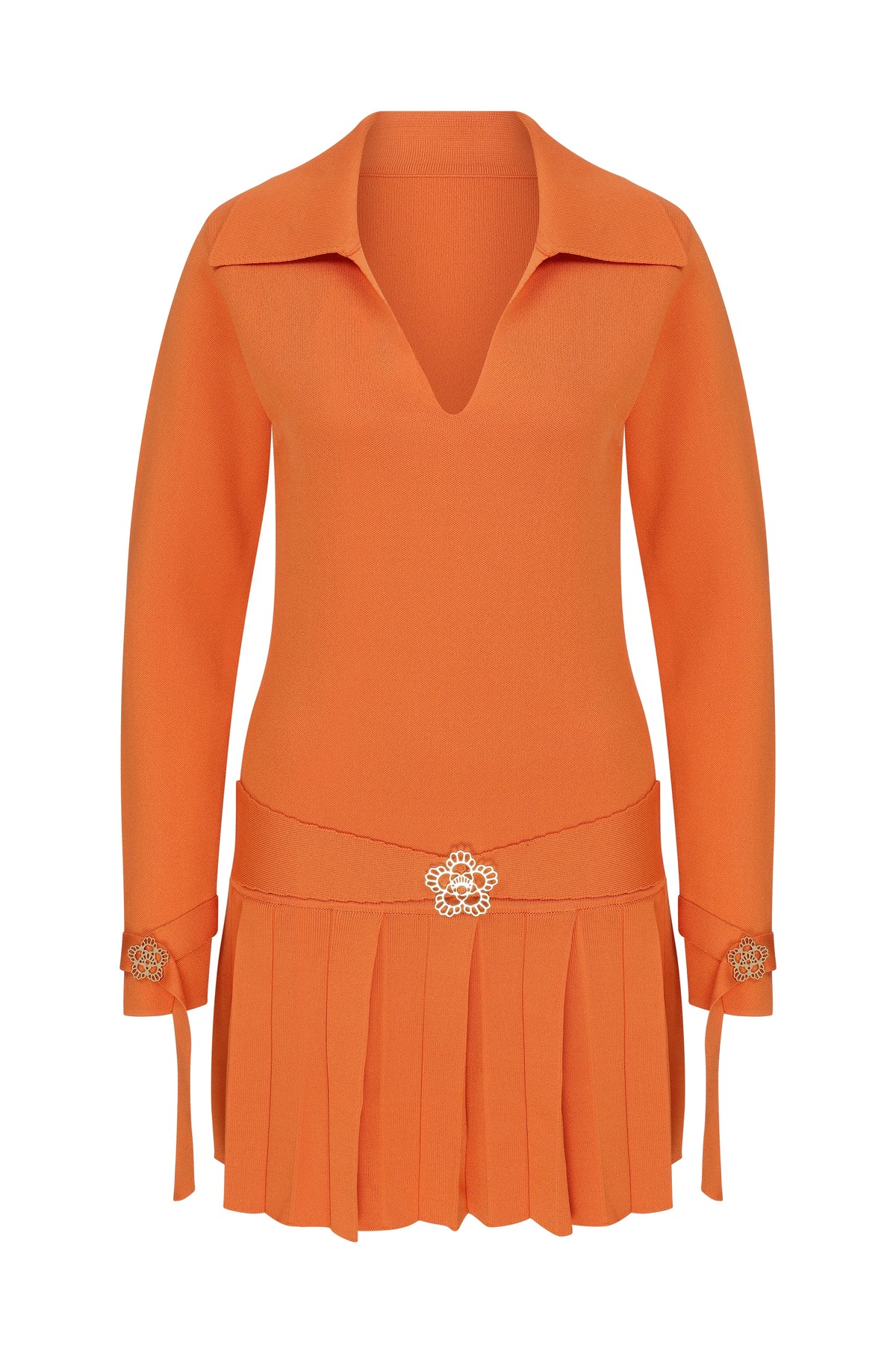 Declara-Mandarin Elegance Knit Dress-Elbise-3-fleurdirect.live