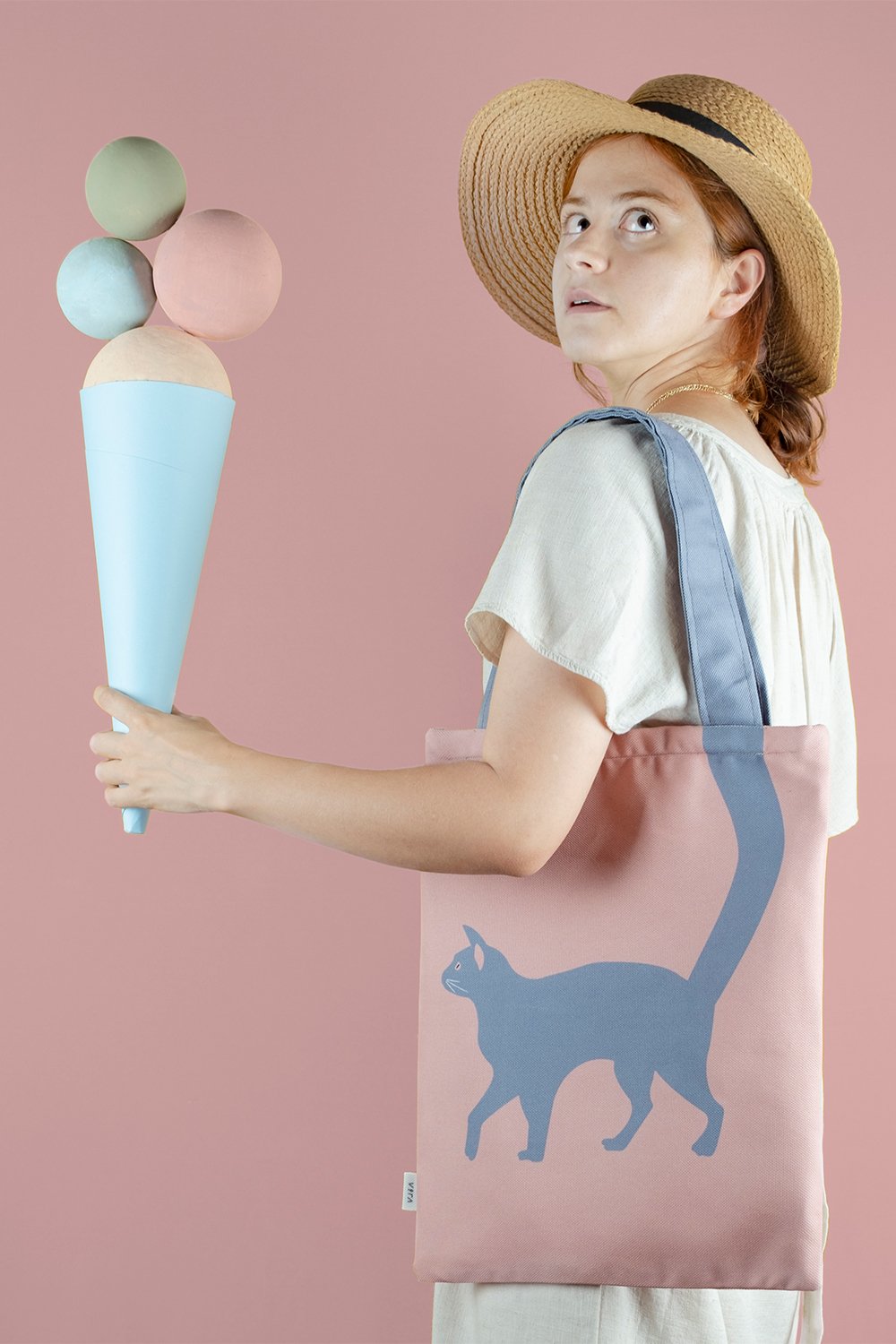 Design Vira-Pink Cat Tote Bag-Omuz Çantası-5-fleurdirect.live