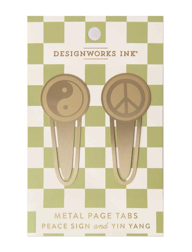 Designworks İKili Metal Kitap Ayracı Seti Peace Sign & Yin Yang