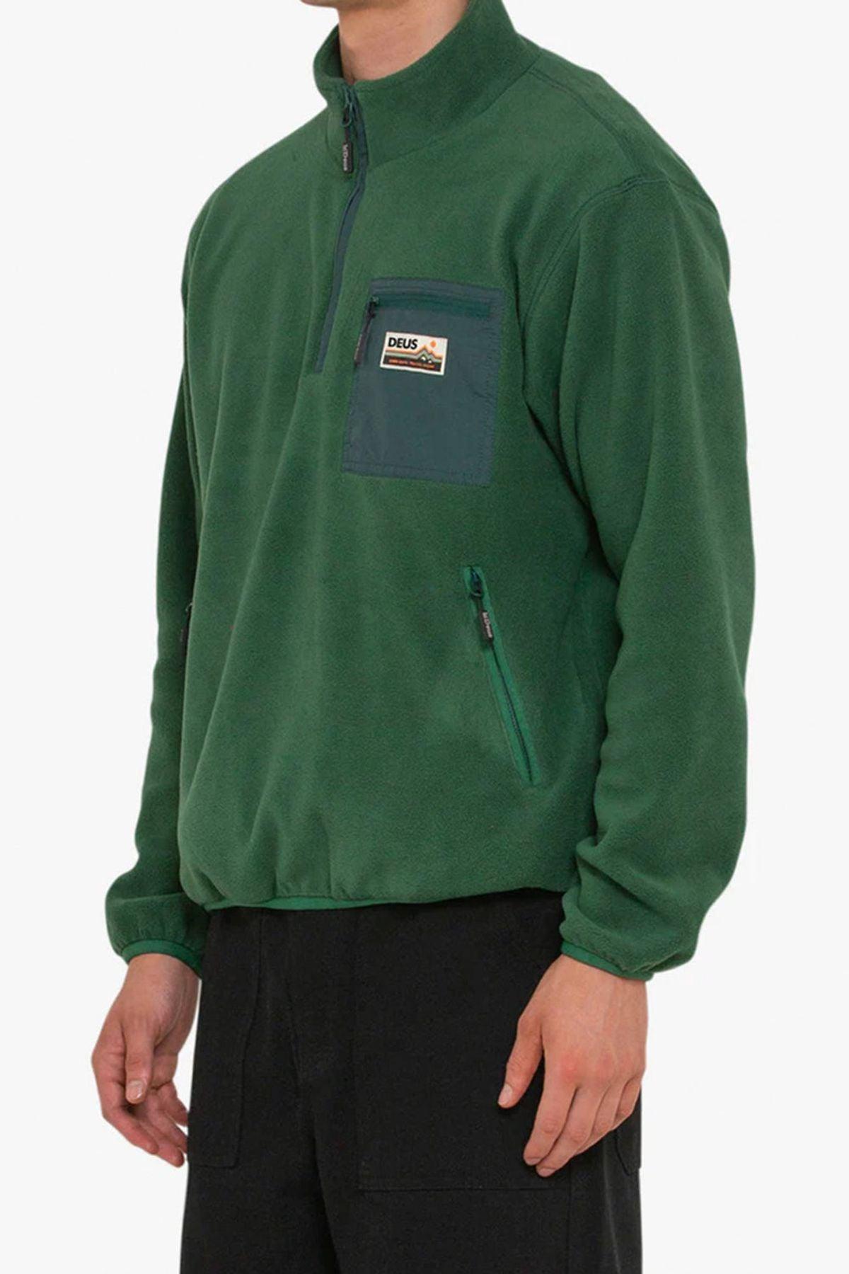 Deus-Munster Zip Polar Fleece Trek Green-Sweatshirts & Hoodies-2-fleurdirect.live