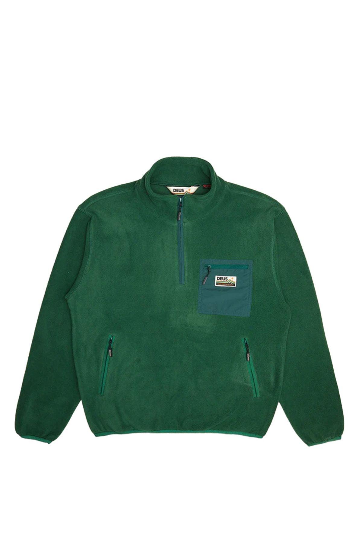 Deus-Munster Zip Polar Fleece Trek Green-Sweatshirts & Hoodies-4-fleurdirect.live