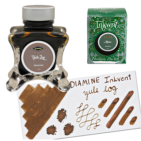 Diamine-Diamine Inkvent Green Edition Shimmer Collection şişe Mürekkep 50ml Yule Log-Mürekkep-2-fleurdirect.live