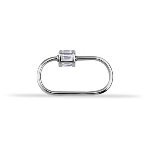 14 Ayar Altın Baget Taşlı İnce Charm Kilidi Carabiner - 7