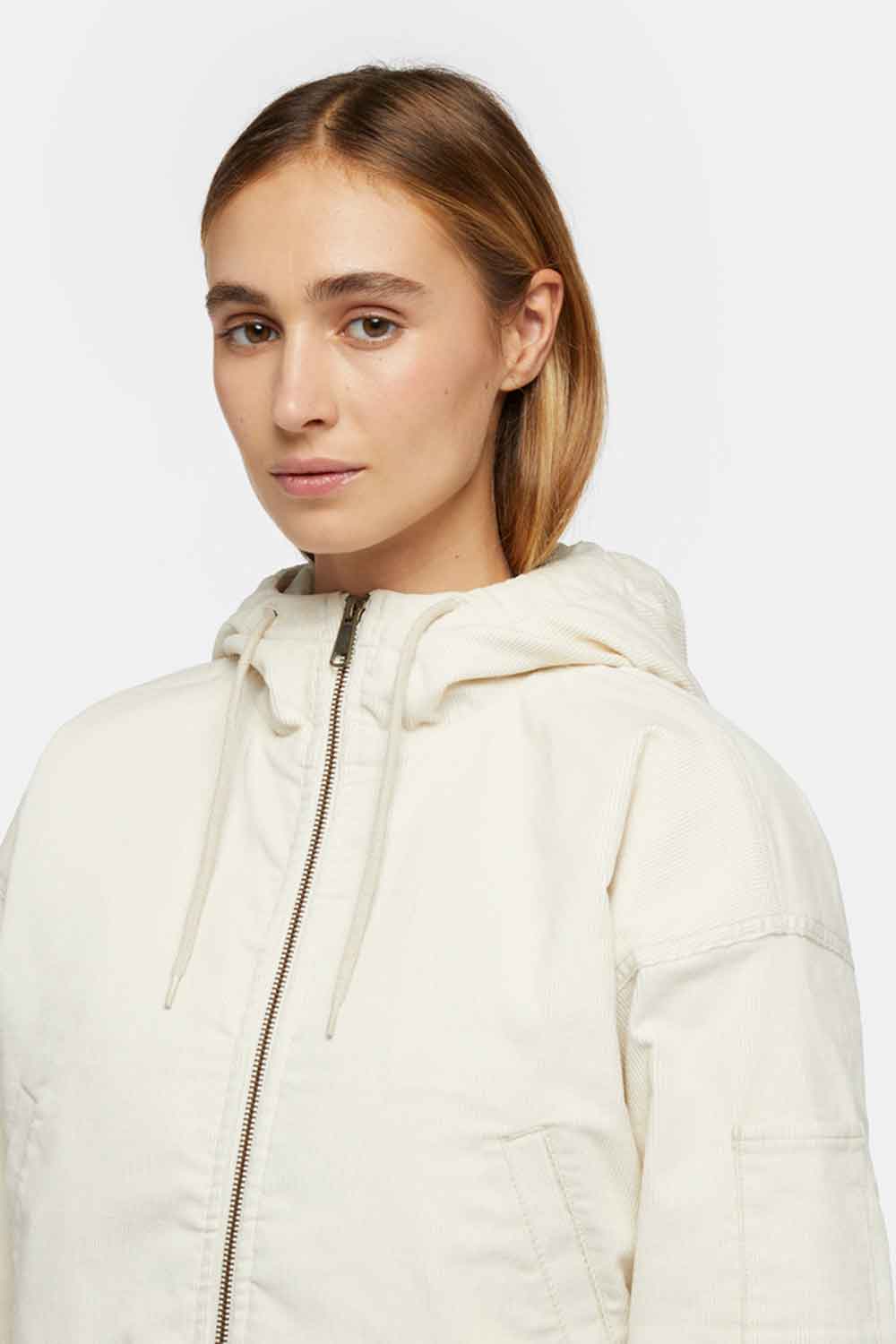 Dickies-Corduroy Hooded Jacket W White-Ceket-2-fleurdirect.live