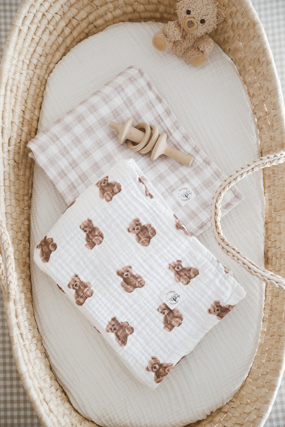 DoDo'S Baby-Dört Katli Ayicik Teddy Desen Organi̇k Müsli̇n Örtü-Yatak Örtüsü-3-fleurdirect.live