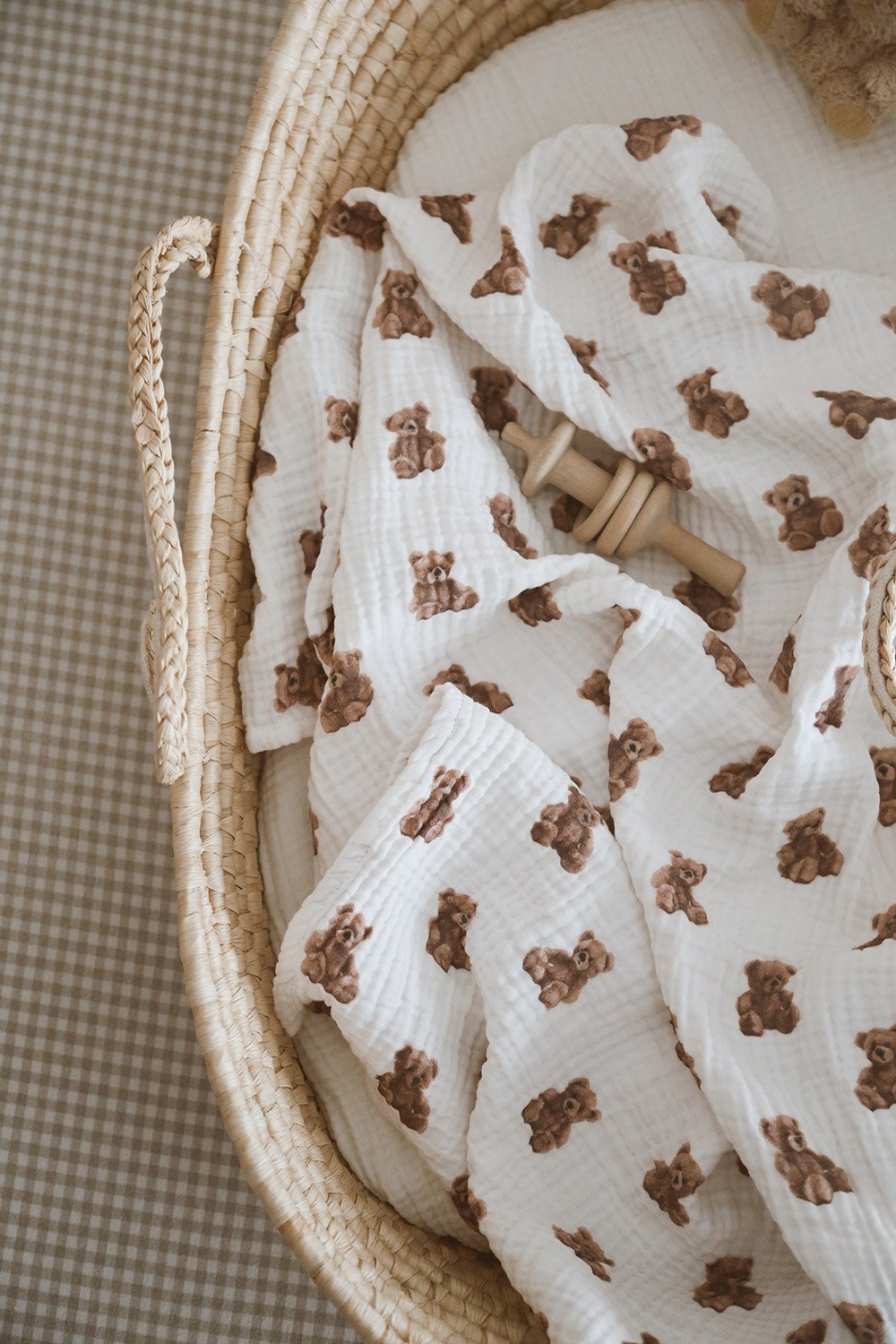 DoDo'S Baby-Dört Katli Ayicik Teddy Desen Organi̇k Müsli̇n Örtü-Yatak Örtüsü-6-fleurdirect.live