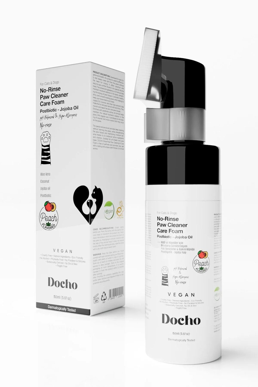 Docho-Durulama Gerektirmeyen Pati Temizleme Ve Bakım Köpüğü - Postbiyotik 150 Ml-Kedi-2-fleurdirect.live