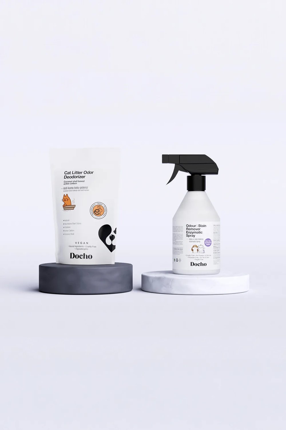 Docho-Kedi Kumu Koku Giderici Aktif Karbon 400 Gr Ve Koku Ve Leke Çıkarıcı Enzimatik Sprey 500 Ml Seti-Kedi-1-fleurdirect.live
