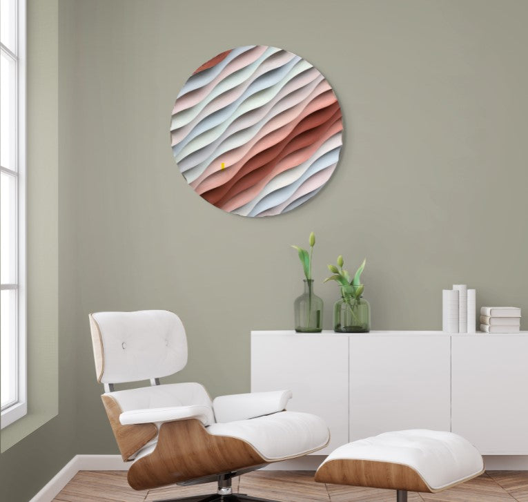 Sakin Dalgalanma – 33 Cm Yuvarlak Dokulu El Yapımı Akrilik Tablo | Es Artisan Studio