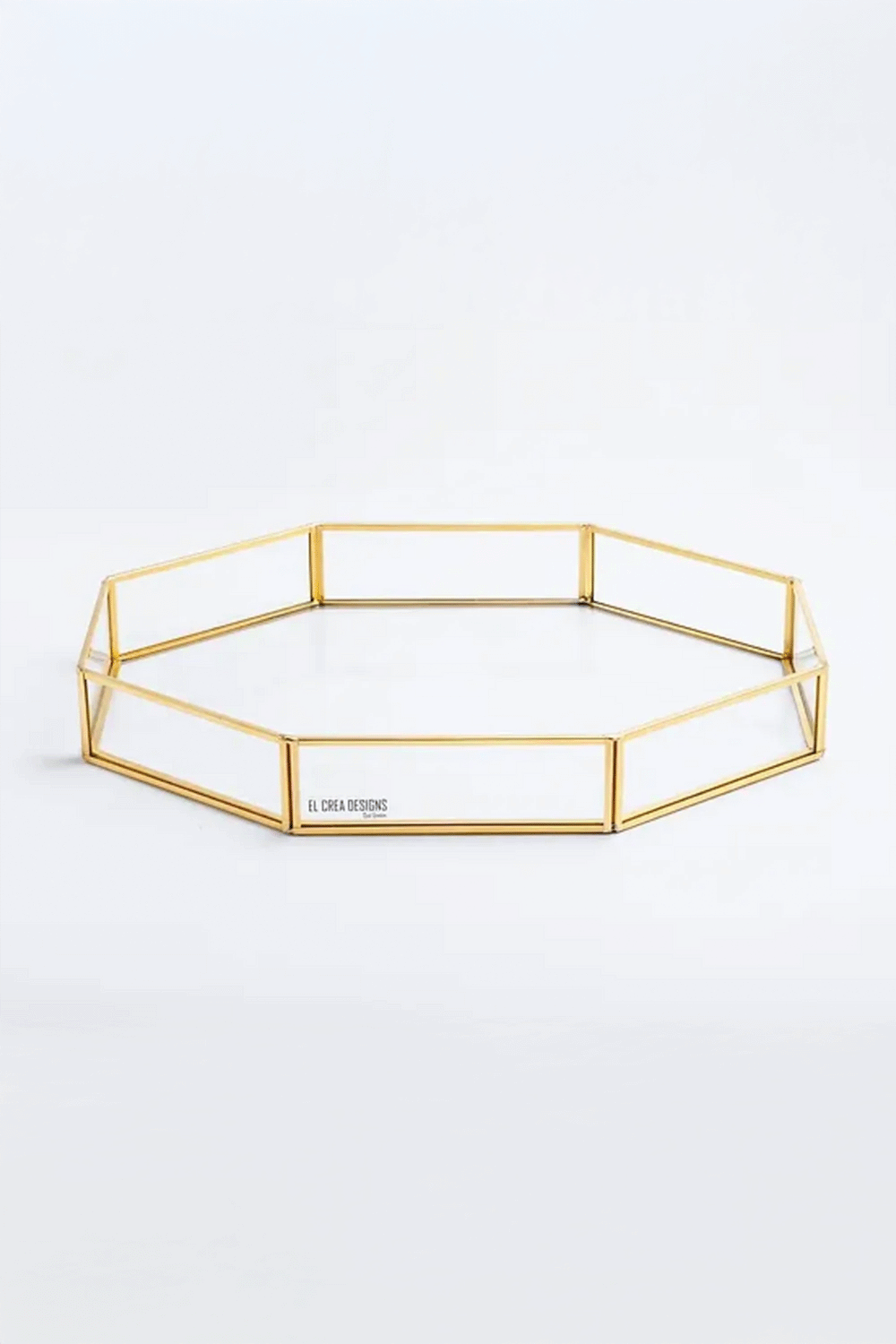 El Crea Designs-Sekizgen Pirinç Gold Tepsi Damat Kahvesi Nişan Sunum Tepsisi 35x25x6cm-Biblo-1-fleurdirect.live
