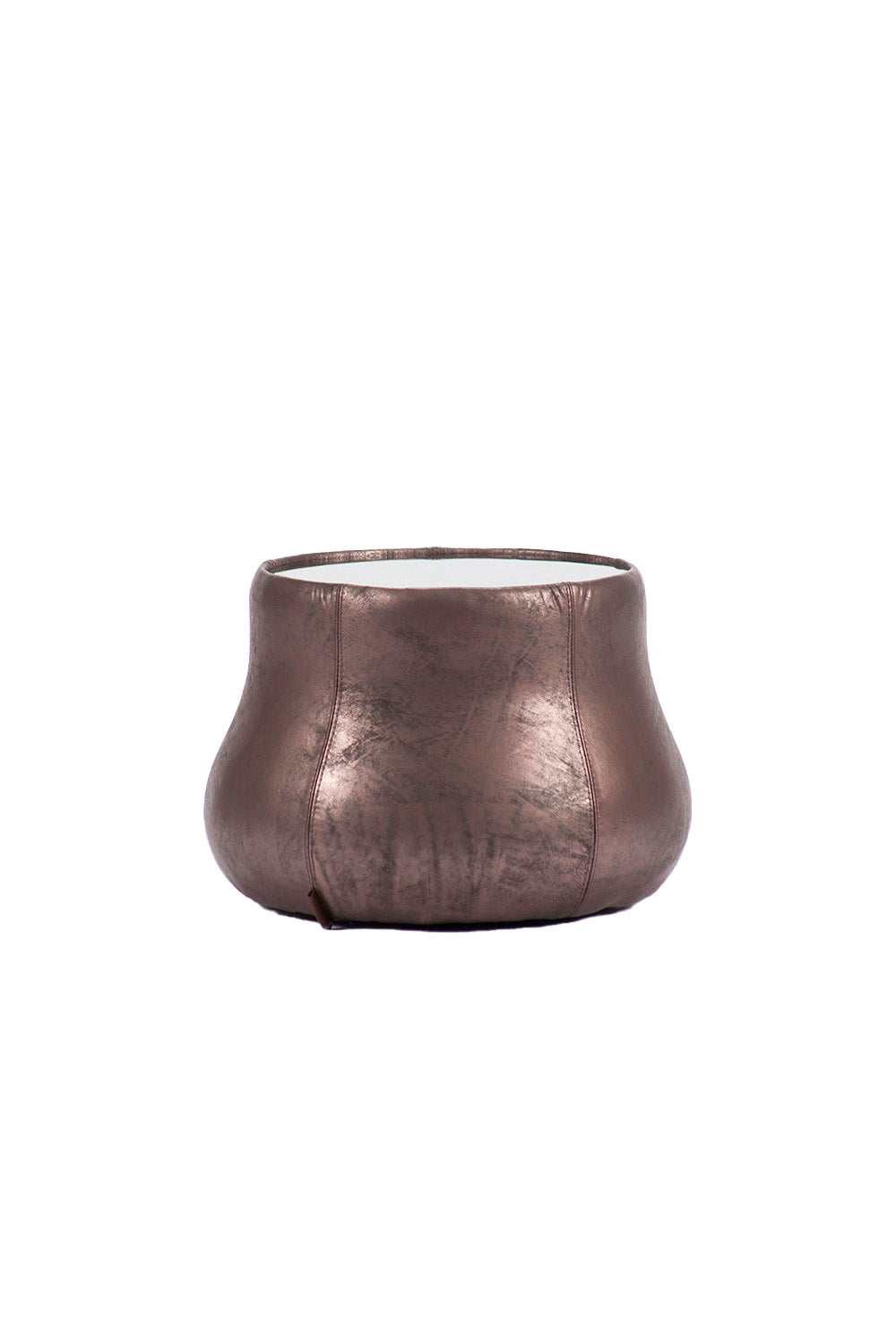 Estetik Decor-Plateau Medium Hakiki Sığır Derisi Laminasyonlu Füme Ayna Üstlü - Modern Yan Sehpa-Yan Sehpa-1-fleurdirect.live
