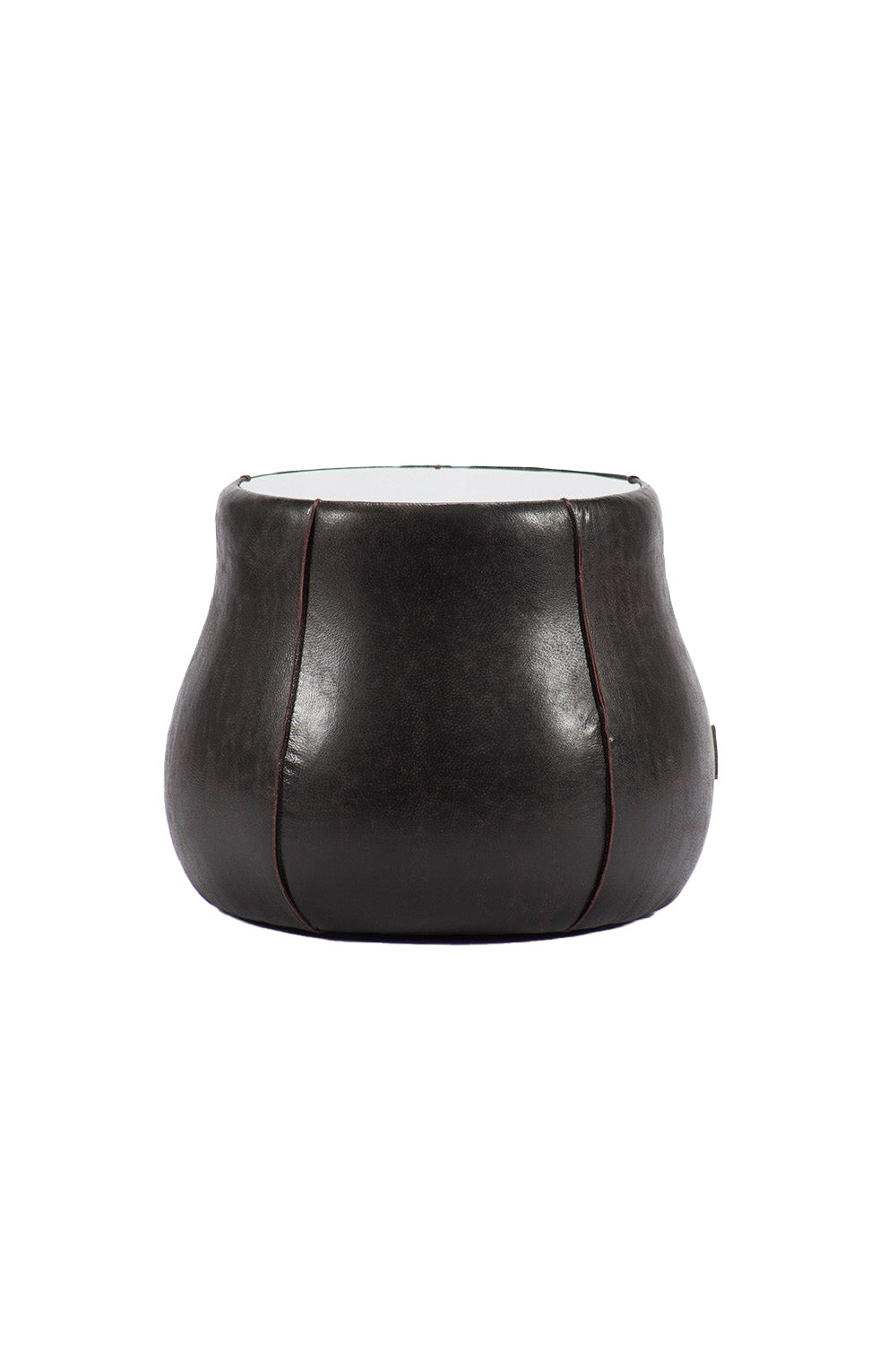 Estetik Decor-Plateau Medium Koyu Kahve Hakiki Sığır Derisi Laminasyonlu Füme Ayna Üstlü - Modern Yan Sehpa-Yan Sehpa-1-fleurdirect.live