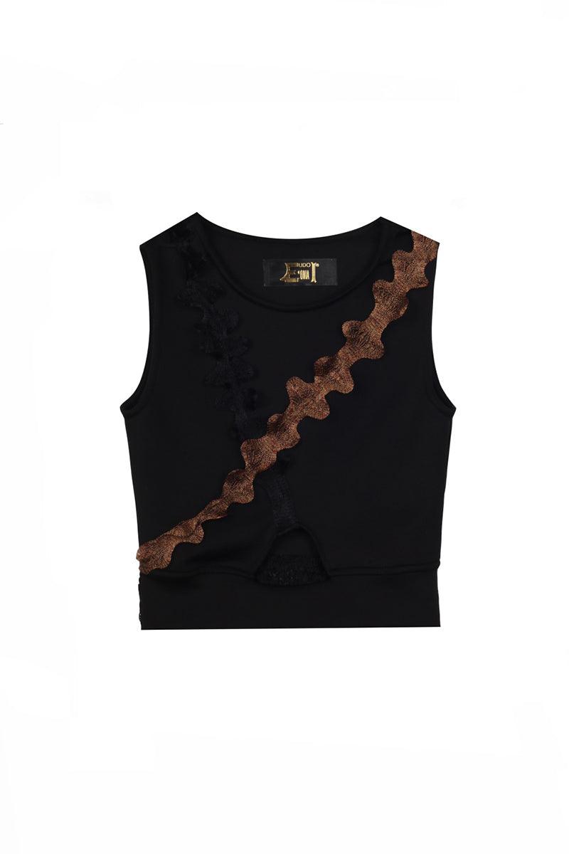 Eudoimonia-Daimon Halter Neck Crop-top-Top-2-fleurdirect.live