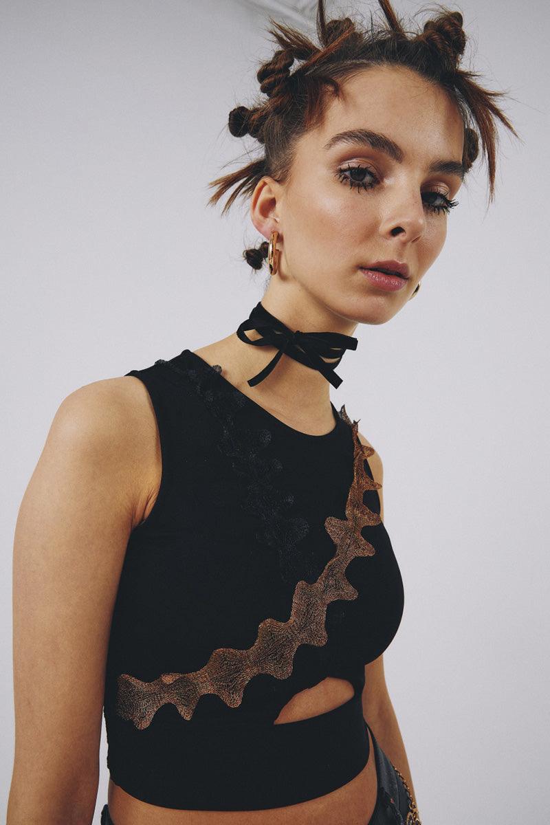 Eudoimonia-Daimon Halter Neck Crop-top-Top-4-fleurdirect.live