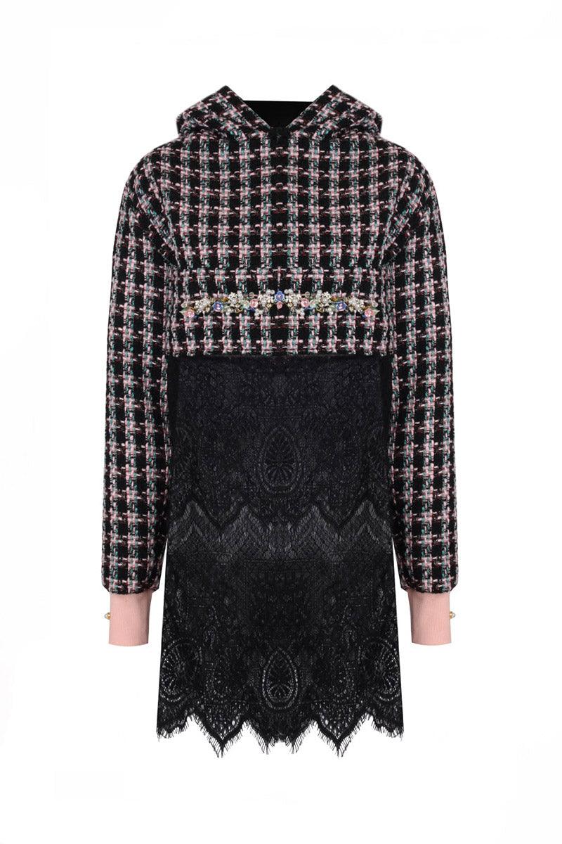 Eudoimonia-Mary Of Magdalene- Tweed Sweatshirt Crop-Sweatshirts & Hoodies-1-fleurdirect.live