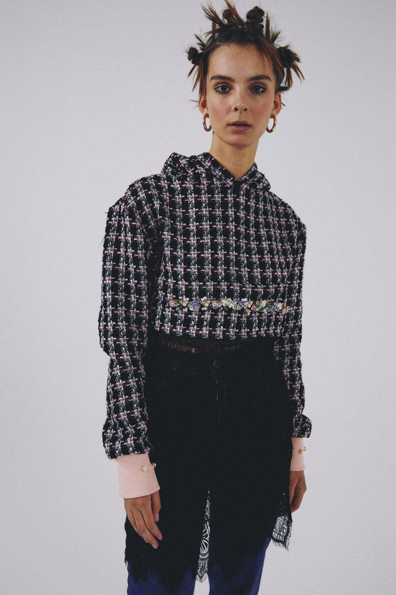 Eudoimonia-Mary Of Magdalene- Tweed Sweatshirt Crop-Sweatshirts & Hoodies-2-fleurdirect.live