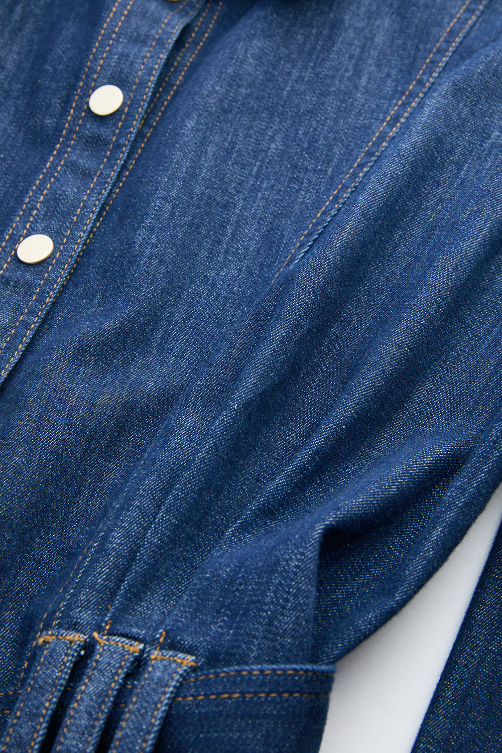 Exquise-Uzun Kollu Kuşaklı Regular Midi Denim Gömlek İNdigo Elbise-Elbise-5-fleurdirect.live