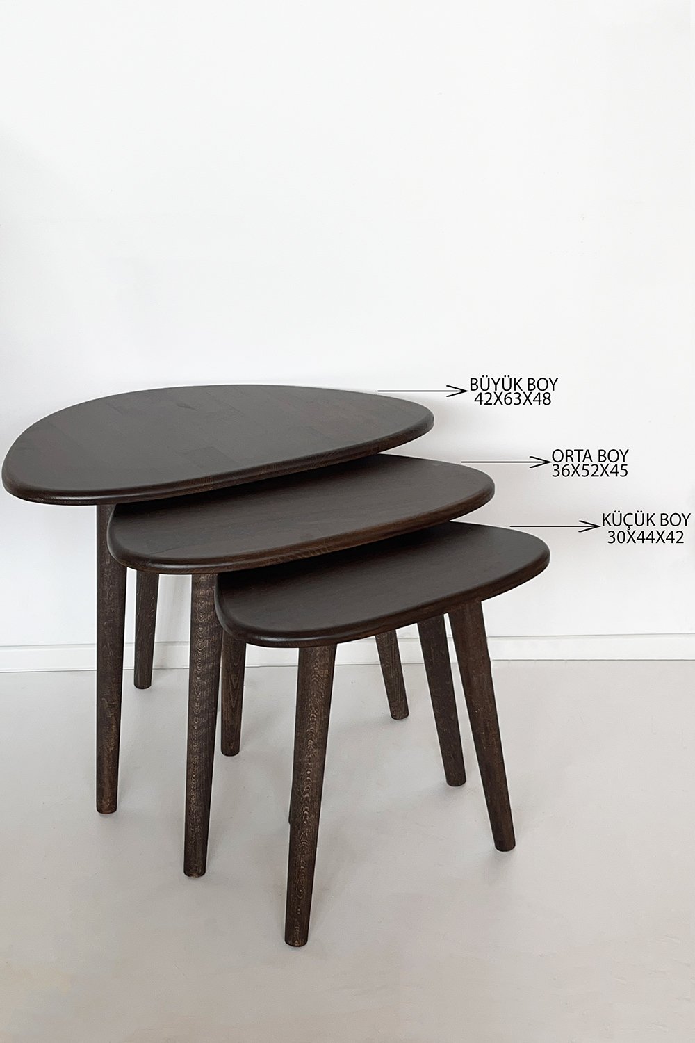 Fagus Wood-Doğal Masif Ahşap Damla Sehpa Seti - 3'lü Zigon Set Modern Ve Minimalist Sehpa Takımı (yan Sehpa, Orta Sehpa, Dekoratif Sehpa) (ceviz)-Sehpa-5-fleurdirect.live