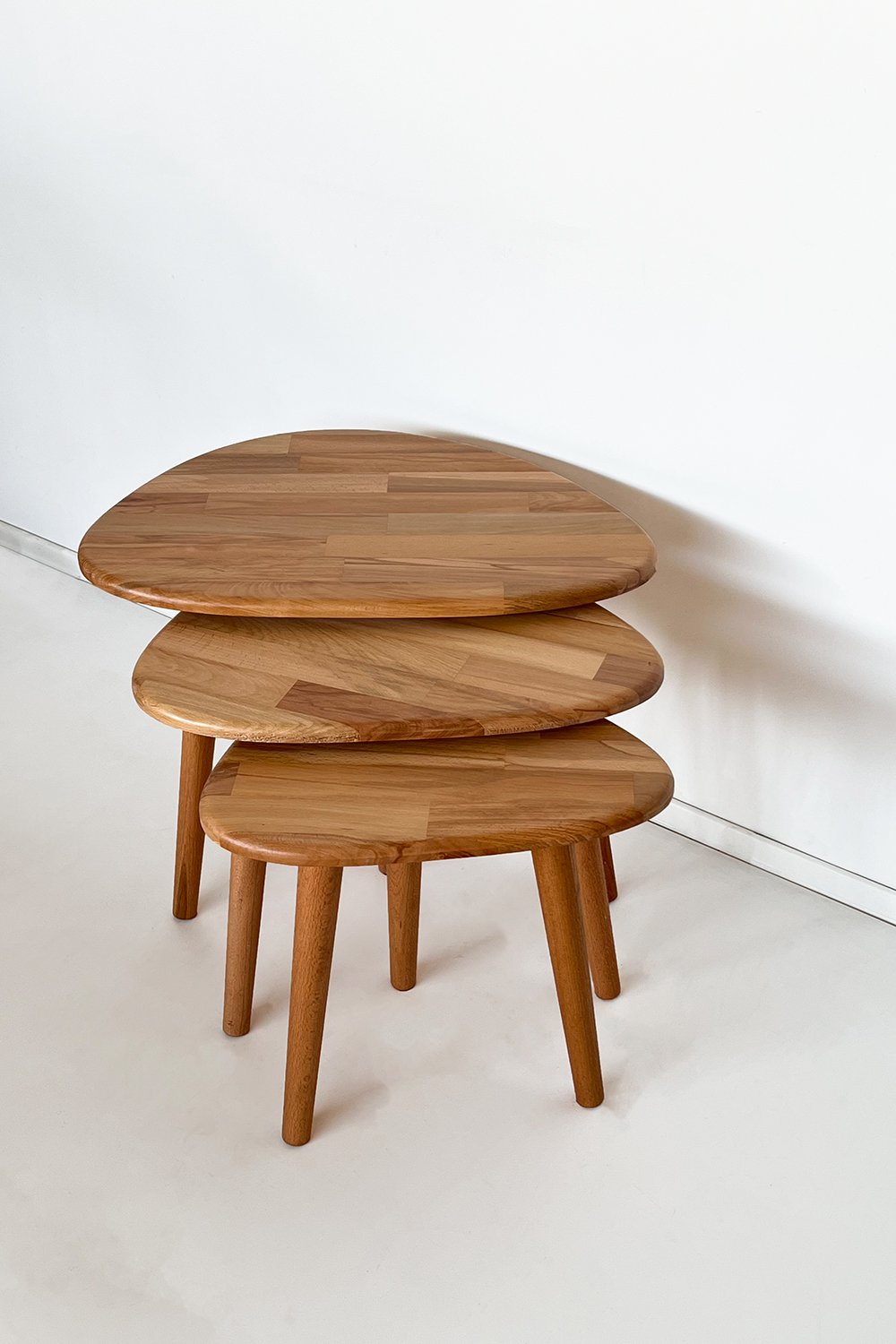 Fagus Wood-Doğal Masif Ahşap Damla Sehpa Seti - 3'lü Zigon Set Modern Ve Minimalist Sehpa Takımı (yan Sehpa, Orta Sehpa, Dekoratif Sehpa) (kayın)-Sehpa-5-fleurdirect.live