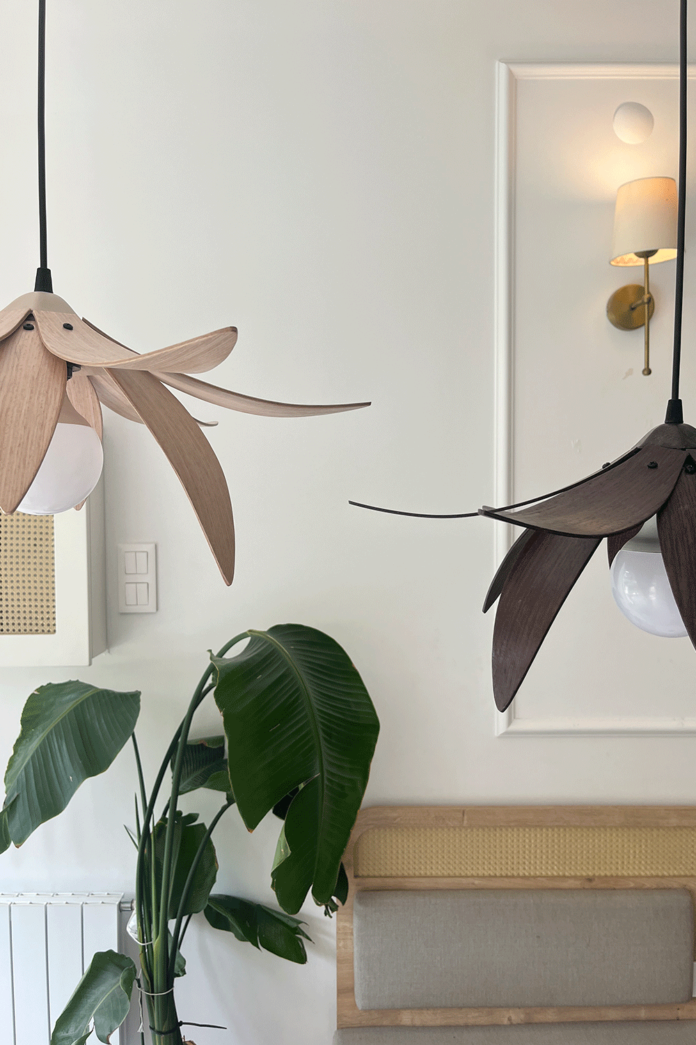 Fagus Wood-Lotus Avize – Ahşap Modern Ve Minimal Tasarım Avize, İskandinav Salon Ve Oturma Odası Aydınlatması (ceviz)-Avize-3-fleurdirect.live