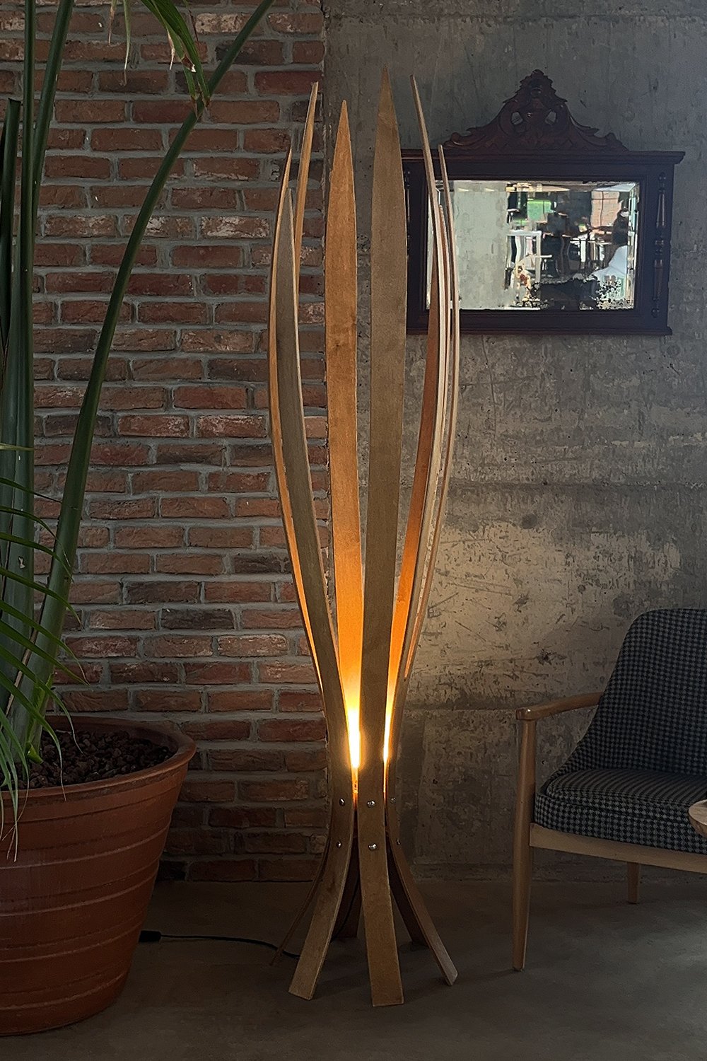 Fagus Wood-''hedra Lambader, İskandinav Tarzı Ahşap Lambader, Dekoratif Yer Lambası, Modern Salon Aydınlatma'' (meşe)-Lambader-1-fleurdirect.live