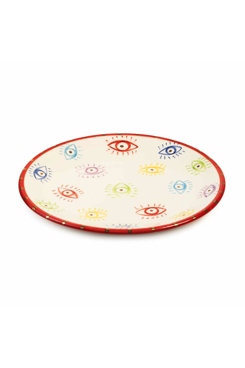 Feeling Good Inside-Colourful Eyes Handmade Ceramic Kırmızı Tatlı Tabağı-Tabak & Kase-2-fleurdirect.live
