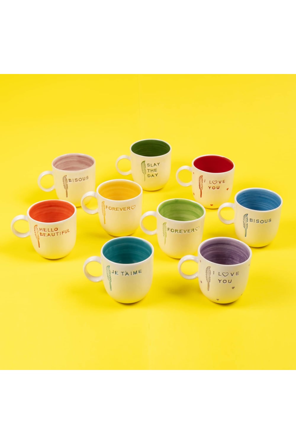 Feeling Good Inside-Forever Love Kulplu Sarı Mug – L’amour Paris-Bardak-3-fleurdirect.live