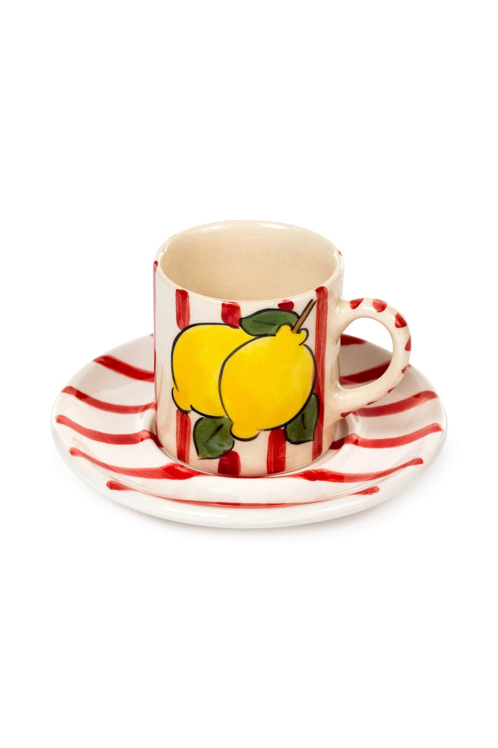 Feeling Good Inside-Red Lemon Line Handled Coffee Set-Bardak-1-fleurdirect.live