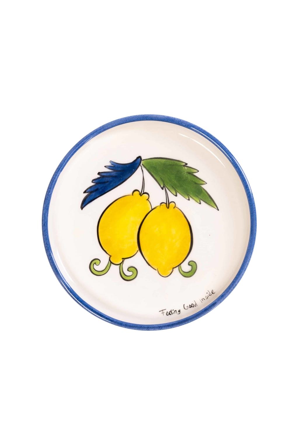 Feeling Good Inside-Sorrento Lemon Collection Handmade Seramik Mavi Mini Tabak-Tabak & Kase-1-fleurdirect.live
