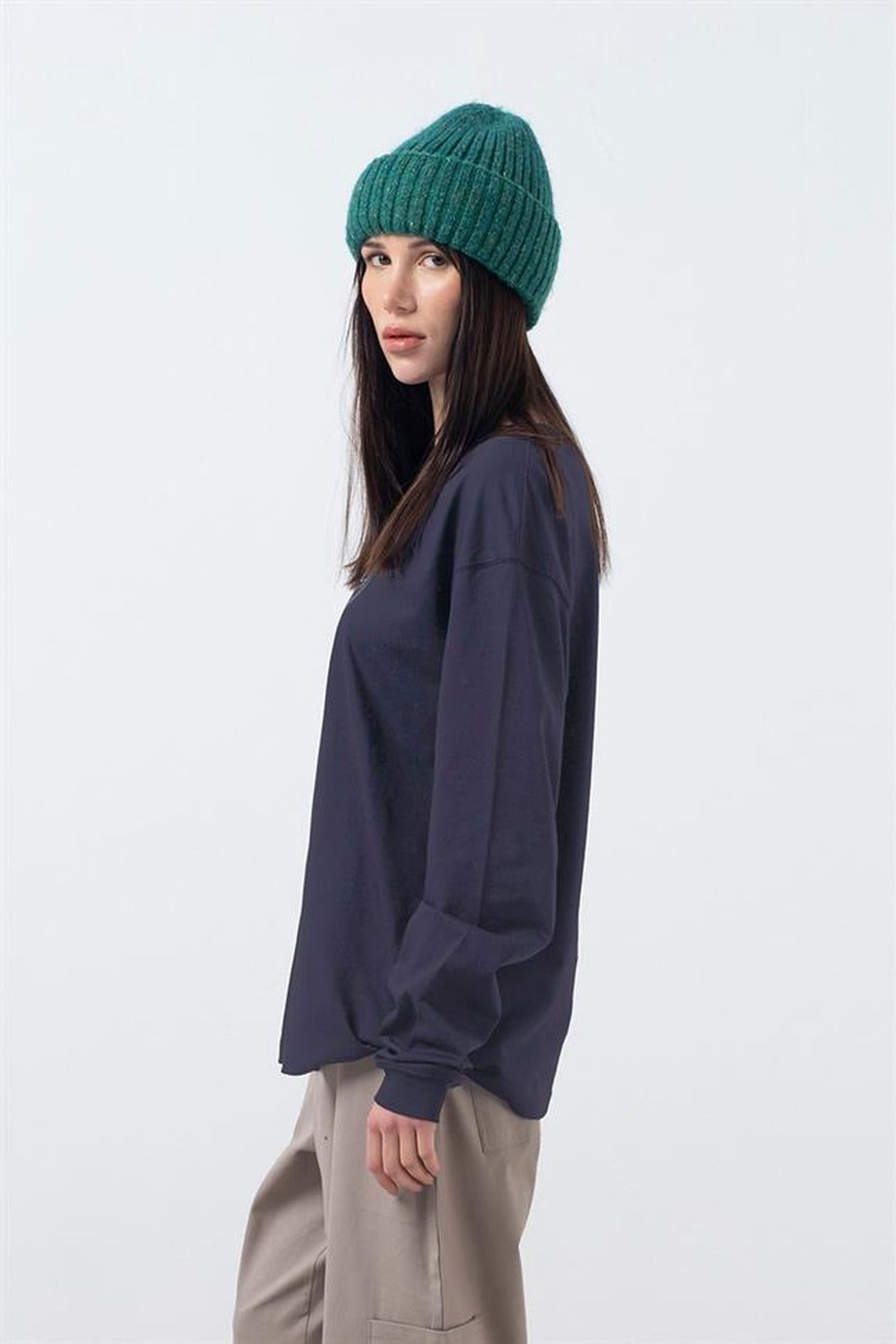 Fifty Pieces-Antrasit Uzun Kollu Oversize T-Shirt-T-Shirts-4-fleurdirect.live