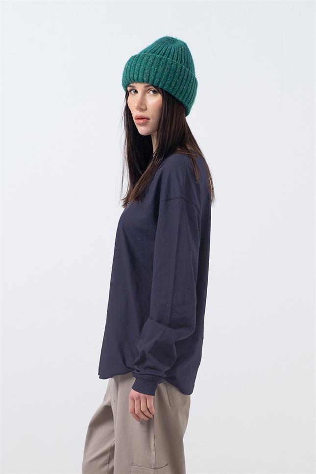 Fifty Pieces-Antrasit Uzun Kollu Oversize T-Shirt-T-Shirts-4-fleurdirect.live