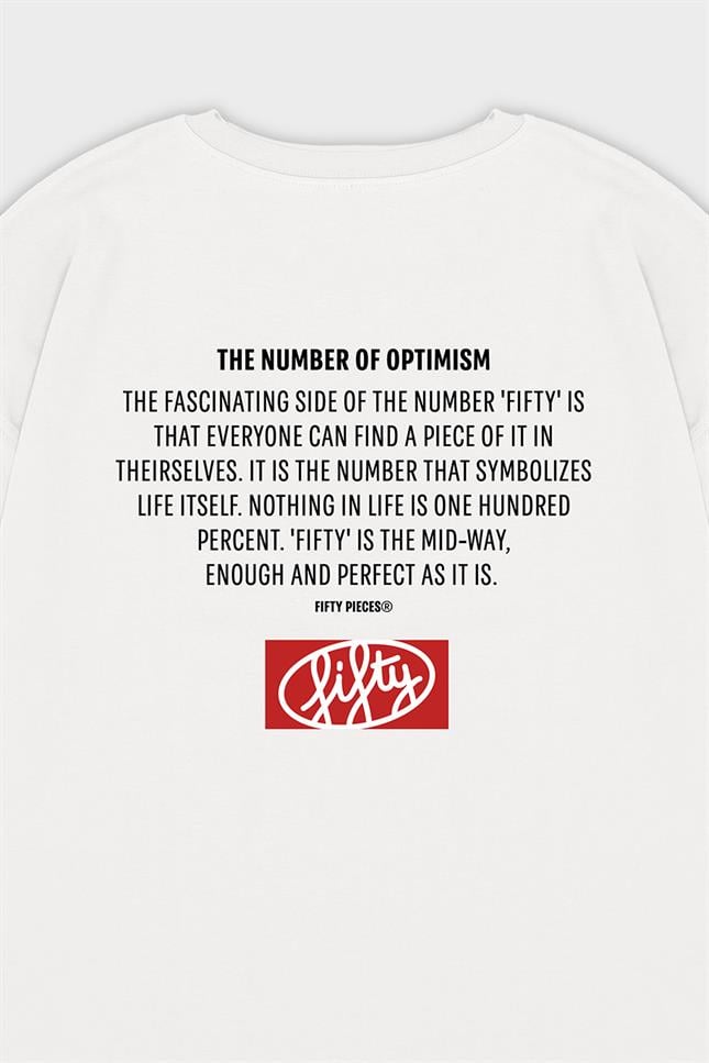 Fifty Pieces-Beyaz Düşük Omuzlu Sırt Baskılı T-Shirt-T-Shirts-10-fleurdirect.live