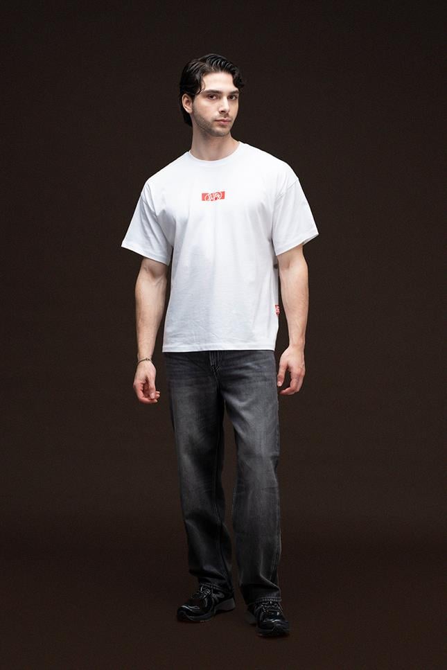 Fifty Pieces-Beyaz Düşük Omuzlu Sırt Baskılı T-Shirt-T-Shirts-5-fleurdirect.live