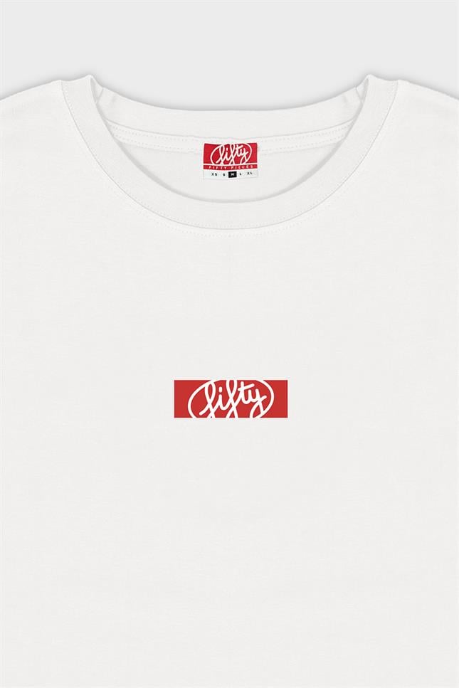 Fifty Pieces-Beyaz Düşük Omuzlu Sırt Baskılı T-Shirt-T-Shirts-8-fleurdirect.live