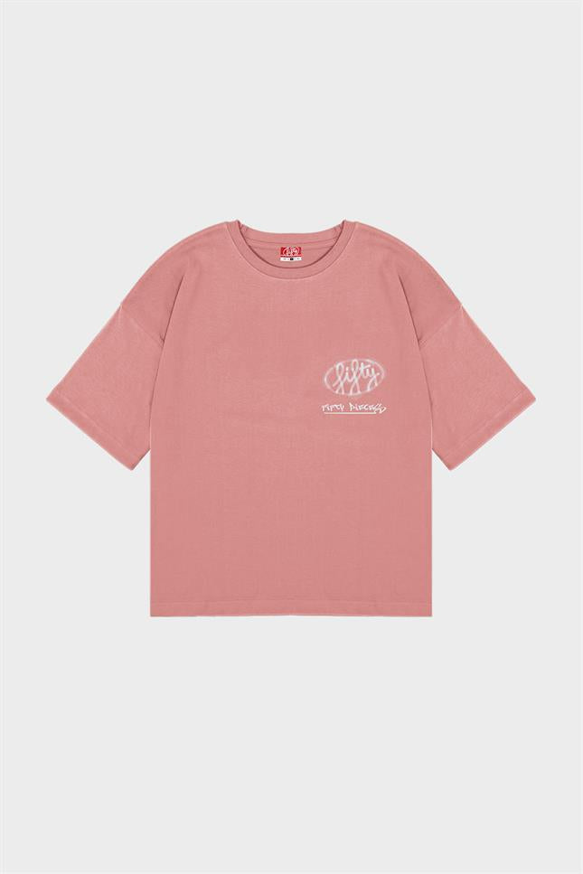 Fifty Pieces-Gül Kurusu Düşük Omuzlu Asit Yıkamalı T-Shirt-T-Shirts-7-fleurdirect.live