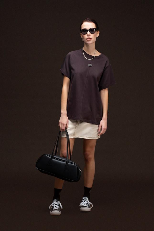 Fifty Pieces-Kahverengi Loose Fit Sırt Baskılı T-Shirt-T-Shirts-4-fleurdirect.live