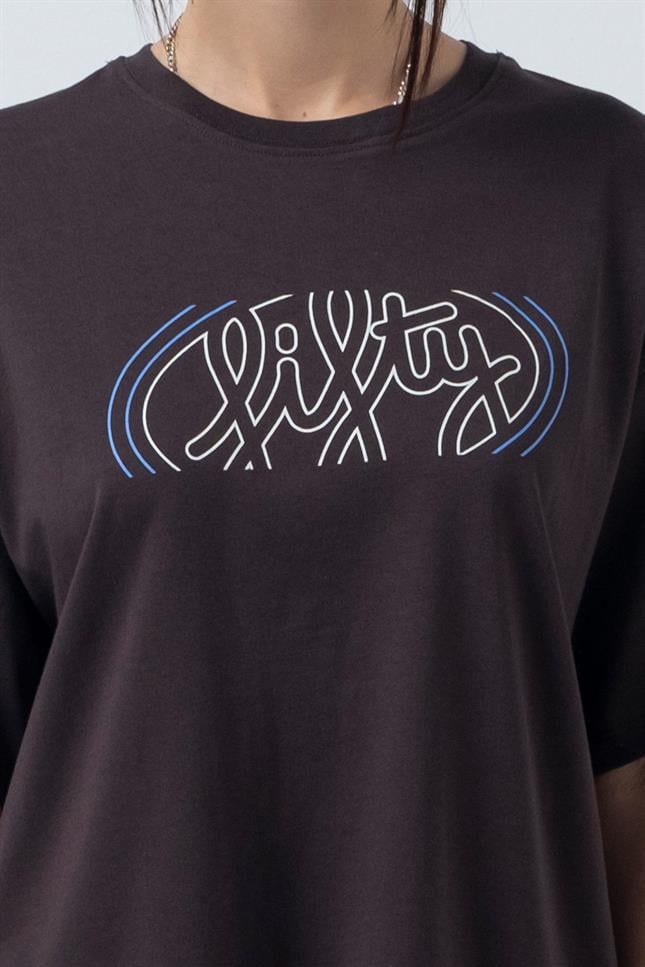 Fifty Pieces-Kahverengi Oversize Sırt Baskılı T-Shirt-T-Shirts-2-fleurdirect.live