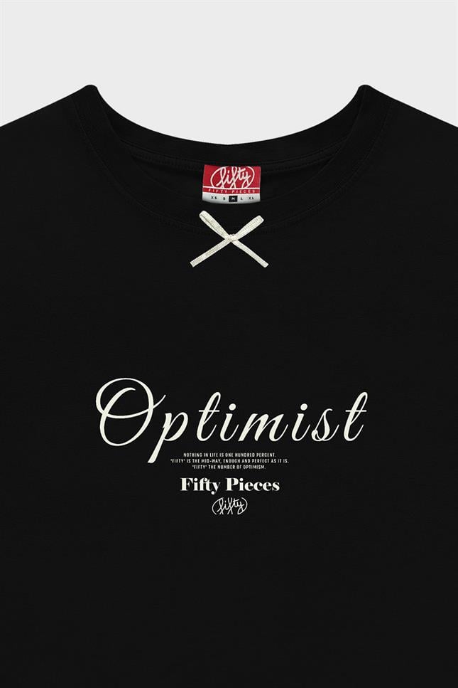 Fifty Pieces-Siyah Fiyonk Detaylı T-Shirt-T-Shirts-5-fleurdirect.live