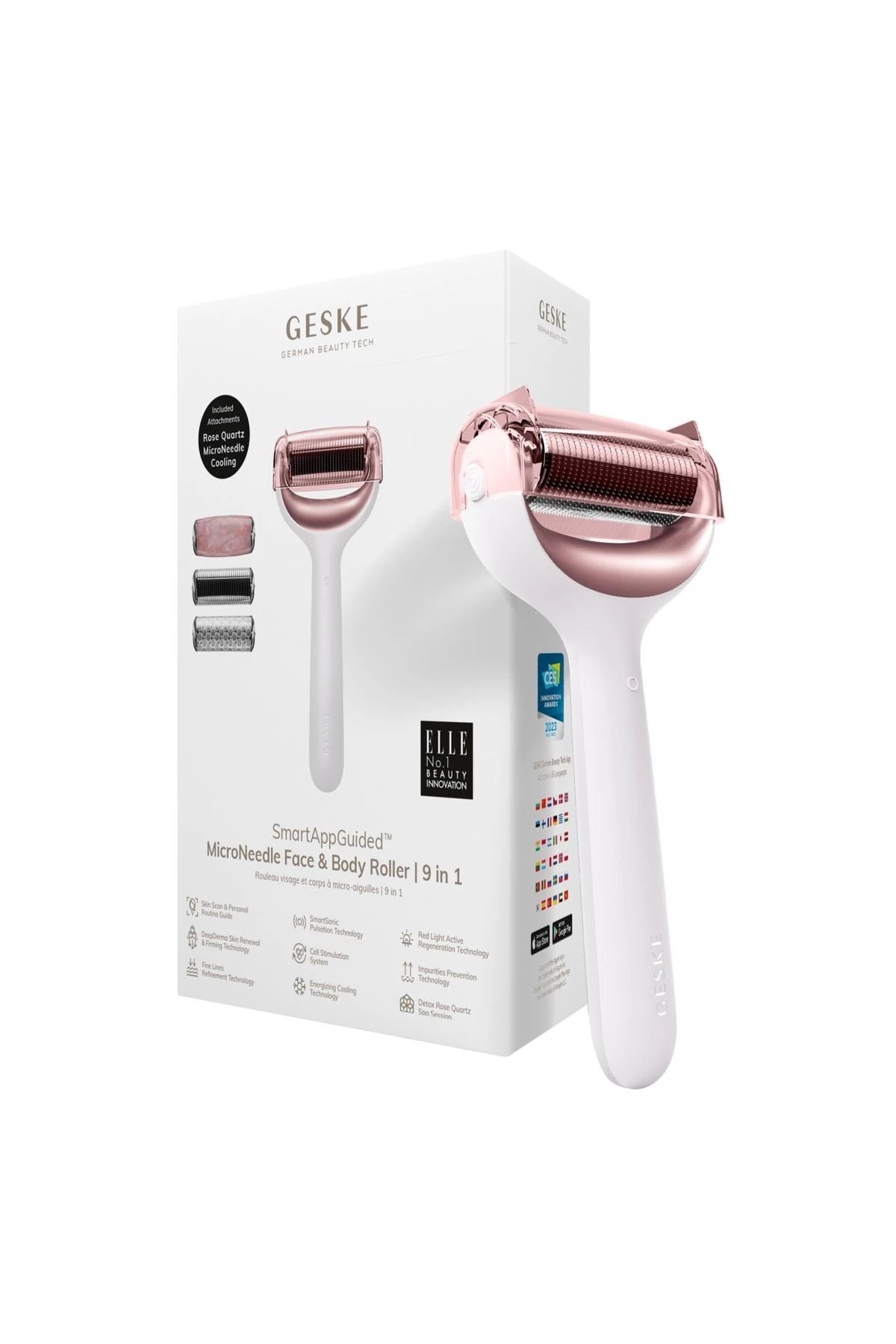 Geske-Mikro İğneli, Buz Başlığı, Pembe Kuvars Başlıklı Dermaroller | Micro Needle Face & Body Roller-Cilt Bakım Aletleri-25-fleurdirect.live