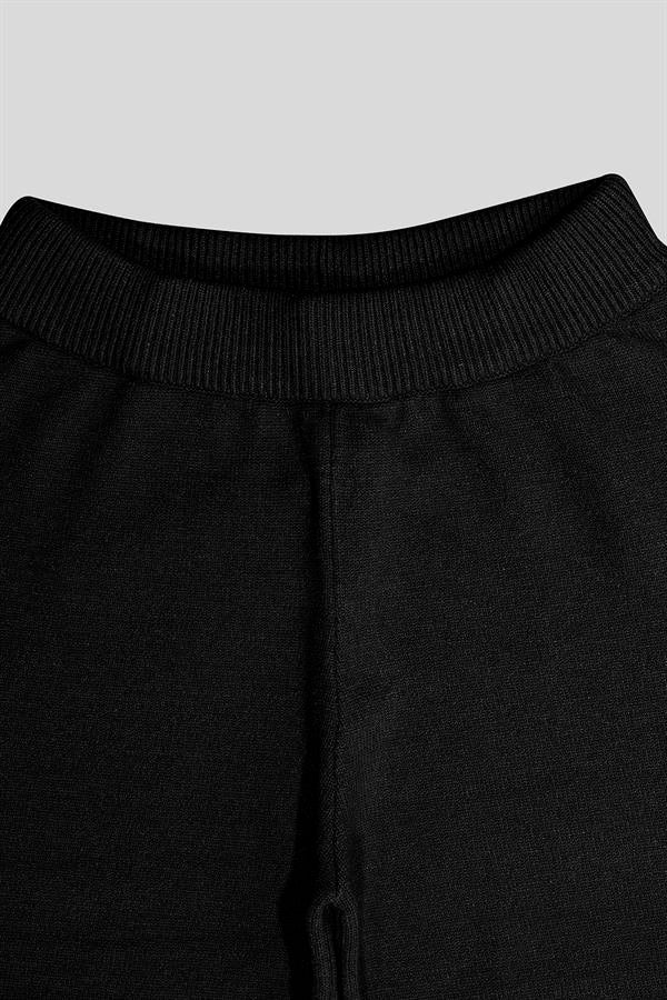 Beli Lastikli Wide Leg Örme Triko Kadın Pantolon