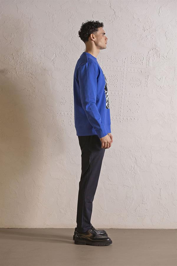 GMG Firenze-Bisiklet Yaka Siyah Beyaz Baskılı Erkek Sweatshirt-SWEATSHIRT-6-fleurdirect.live