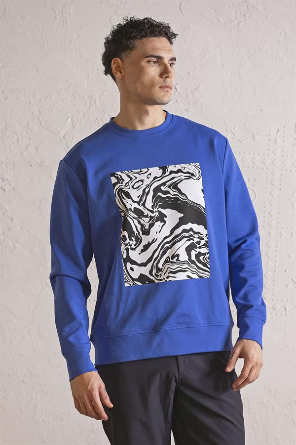 GMG Firenze-Bisiklet Yaka Siyah Beyaz Baskılı Erkek Sweatshirt-SWEATSHIRT-9-fleurdirect.live