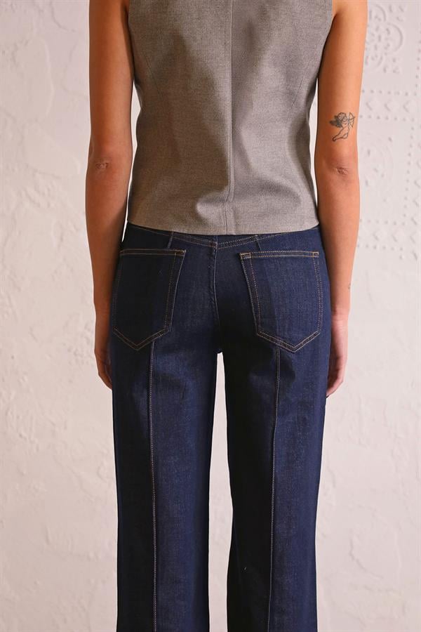 GMG Firenze-Straight Fit Dikiş Detaylı Denim Kadın Pantolon-DENİM PANTOLON-4-fleurdirect.live