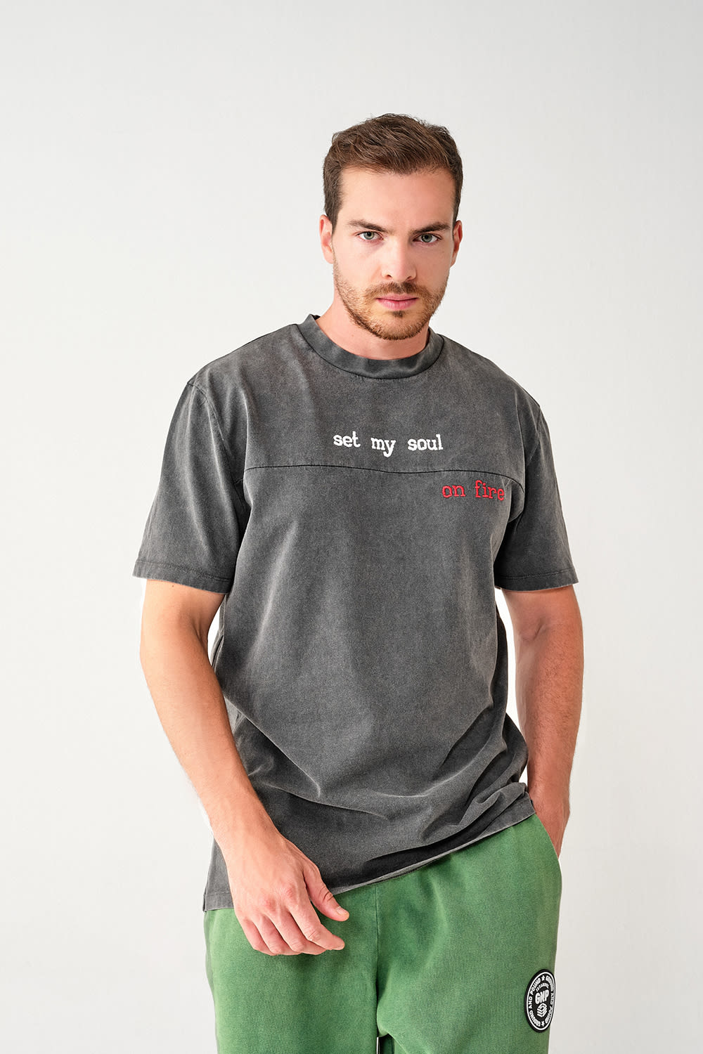 GNP İstanbul-Acid Washed Regular Fit Dark Grey Tshirt-T-Shirts-1-fleurdirect.live